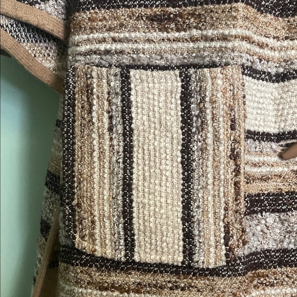 1970s vintage cape coat Striped Brown and Cream Women's Cape - Picture 6 of 10